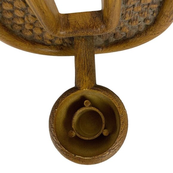 Vintage Homco Candle Wall Sconces Set Of 2 Brown Plastic Wood Grain Basketweave - Picture 6 of 7